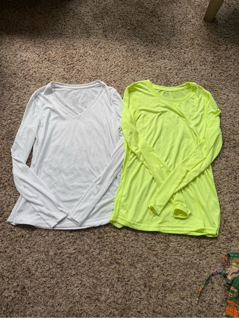 Danskin Long Sleeve Tops in White and Neon Yellow